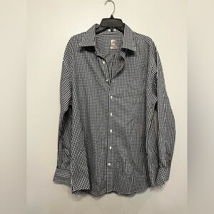 Peter Millar Black and White Gingham Check Button Down Casual Shirt Size XL